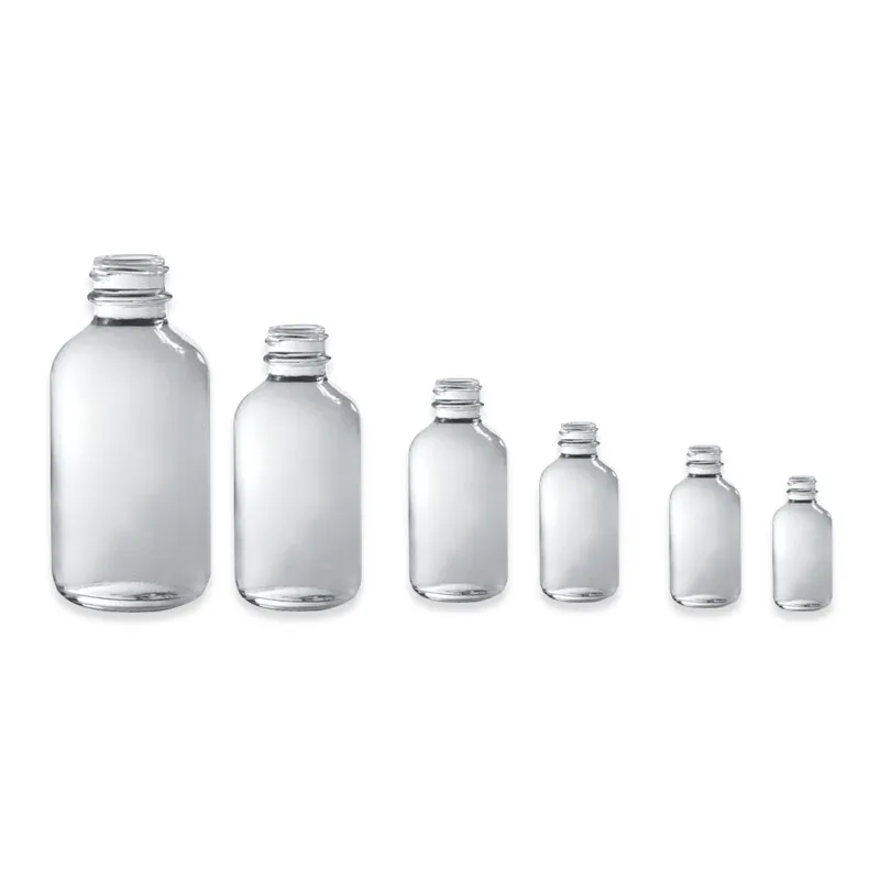 transparent boston round bottles